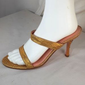 Escada gold zebra print mule heels sparkly heel size 38.5 size 8.5